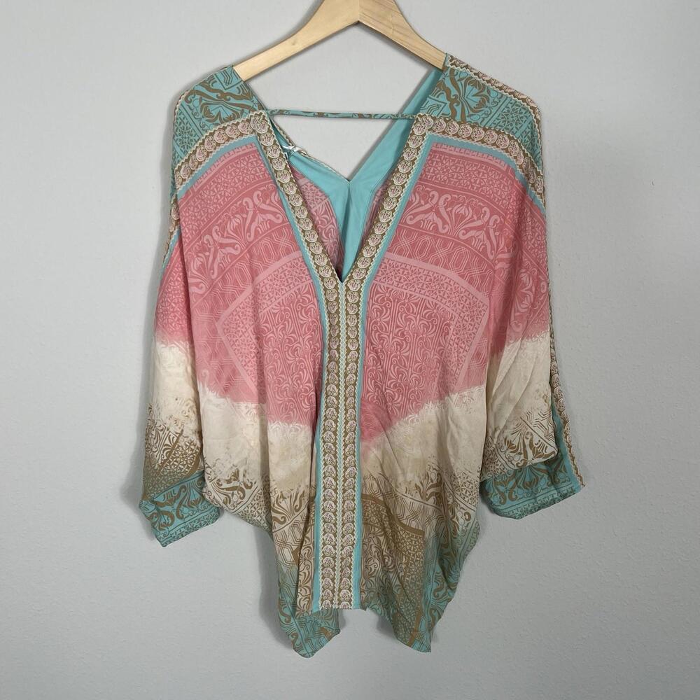 Rose & Olive Pink and Teal Women's Top - Picture 7 of 8